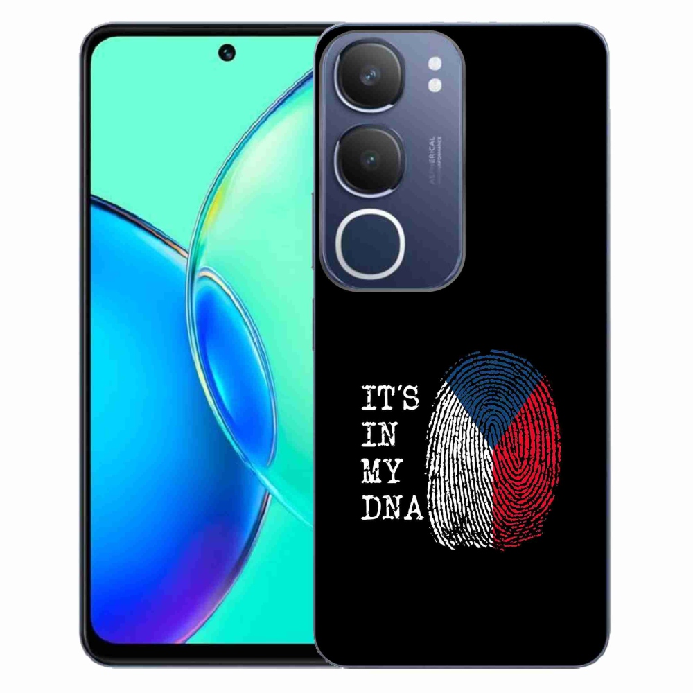 Gél borító mmCase a Vivo Y19s - zászló ujjlenyomat fekete háttérrel