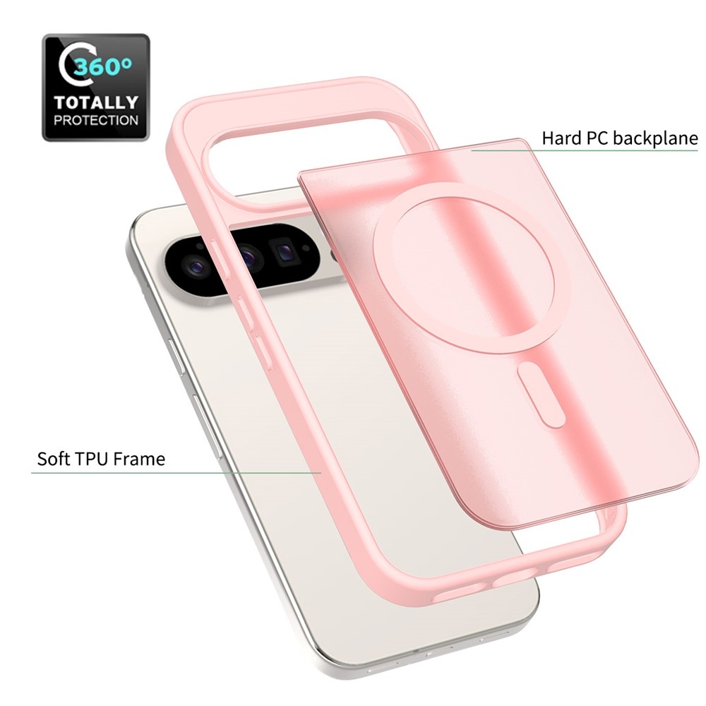 Bőrzselés tok kemény hátlappal és MagSafe támogatással a Google Pixel 10 Pro/Pixel 10 készülékhez - rózsaszínű