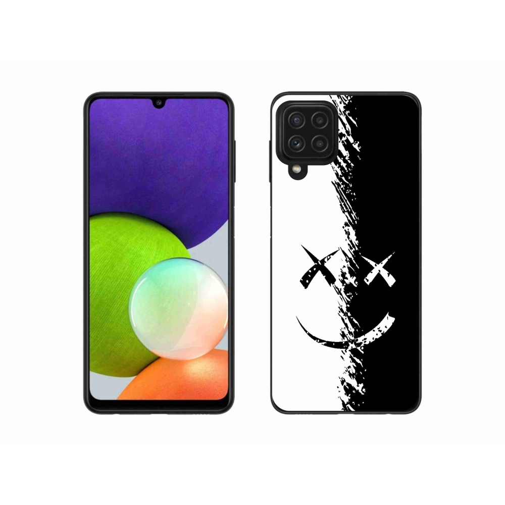 Gél borító mmCase Samsung Galaxy A22 4G - fekete-fehér smiley