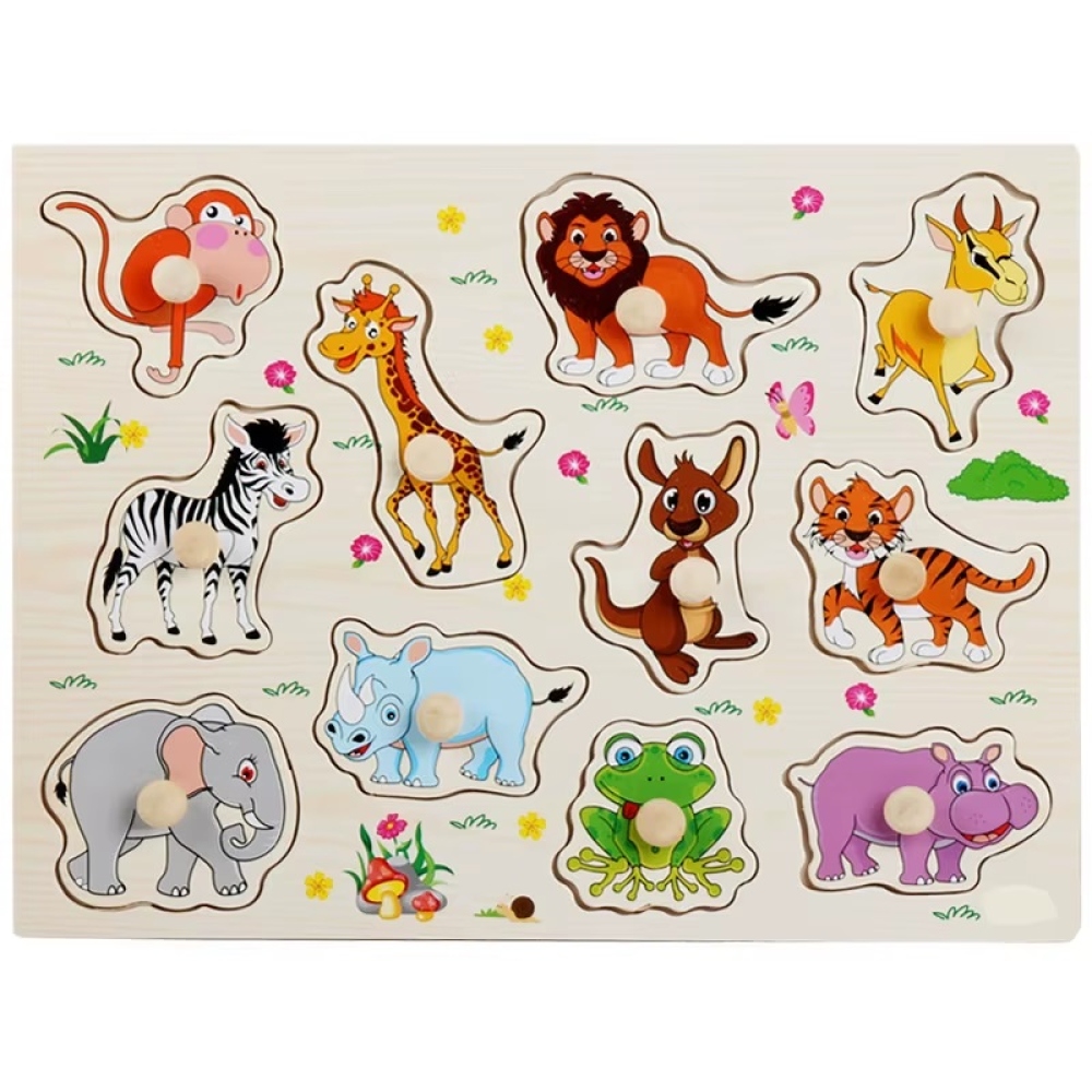 Fa gyerek puzzle fogantyúval - safari 1