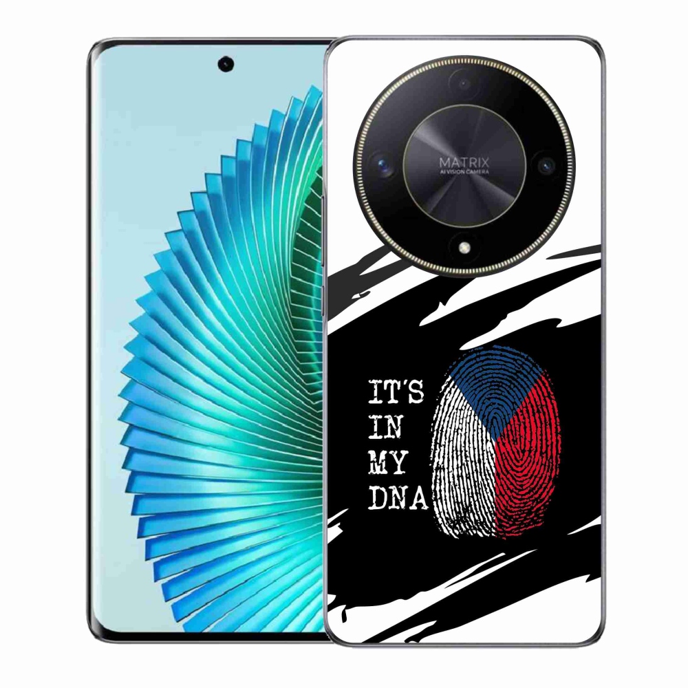 Gél borító mmCase a Honor Magic 6 Lite 5G - zászlós ujjlenyomat fekete és fehér háttérrel