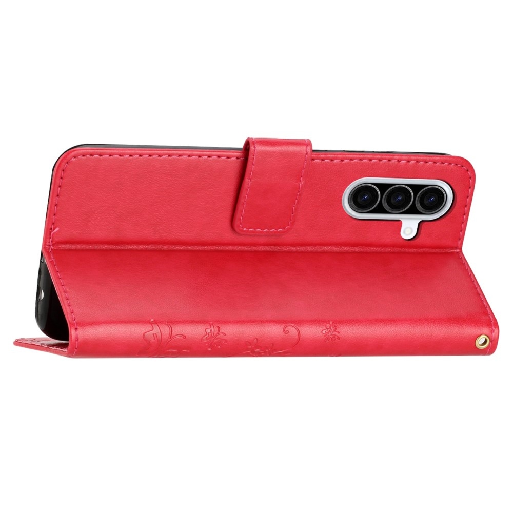 Virágok könyv tok Samsung Galaxy A26 5G - piros