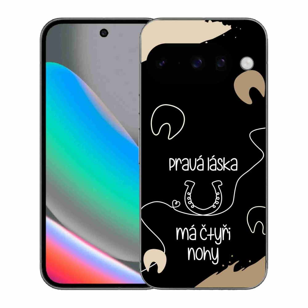 Gél borítás mmCase a Google Pixel 10 számára - ló motívum fekete háttérrel