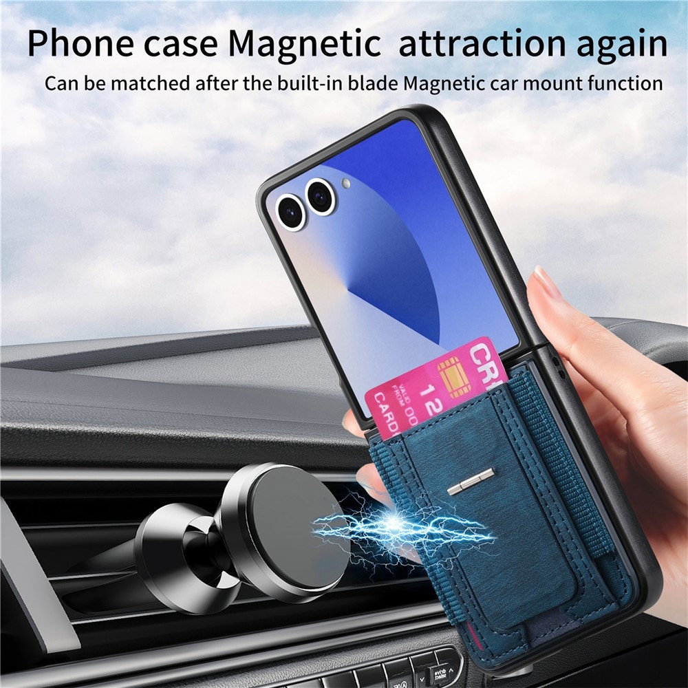 Luxus műanyag borítás műbőrrel Samsung Galaxy Z Flip7 5G - kék