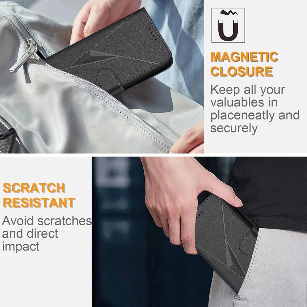 Háromszögek könyvtáska Honor 400 Lite-hoz - fekete