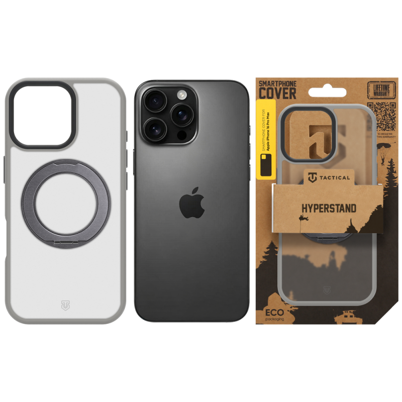 Tactical MagForce Hyperstand tok az Apple iPhone 16 Pro Max készülékhez, világosszürke