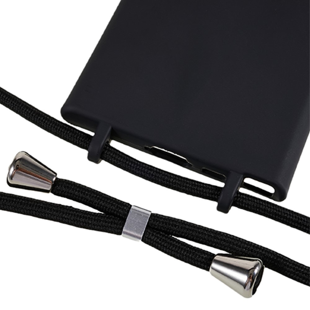 Zsinórral ellátott zselés tok Samsung Galaxy S25 Ultra készülékhez - fekete