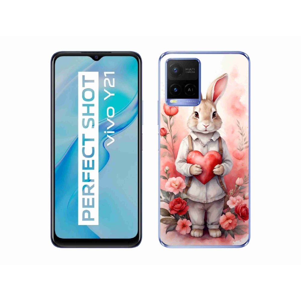 Zselés borítás mmCase a Vivo Y21/Y21s/Y33s modellhez - nyúl szívvel