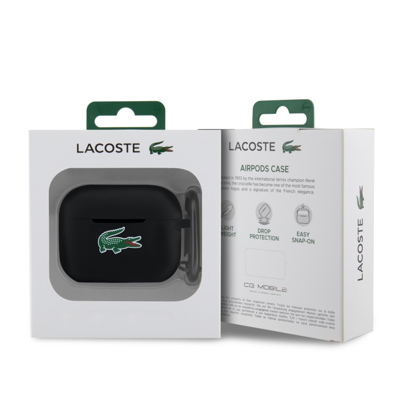 Lacoste Liquid szilikon krokodil logós tok AirPods Pro 2 fekete színű készülékhez