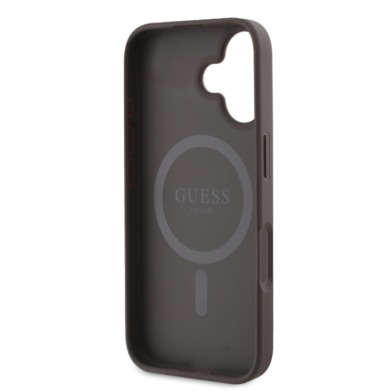 Guess PU 4G Classic Logo MagSafe hátlap iPhone 16 Plus barna színű hátlaphoz