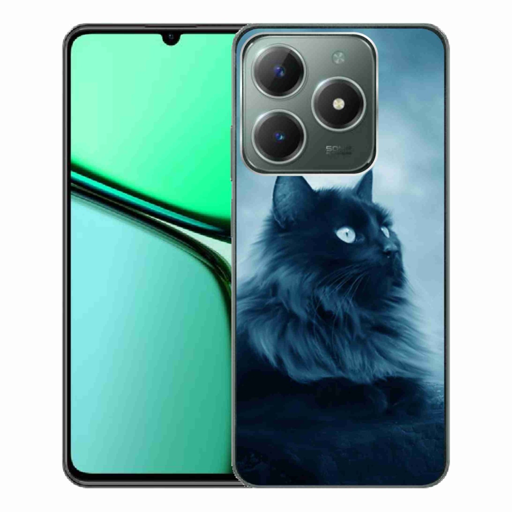 Gél tok mmCase a Realme C61 készülékhez - fekete macska 1