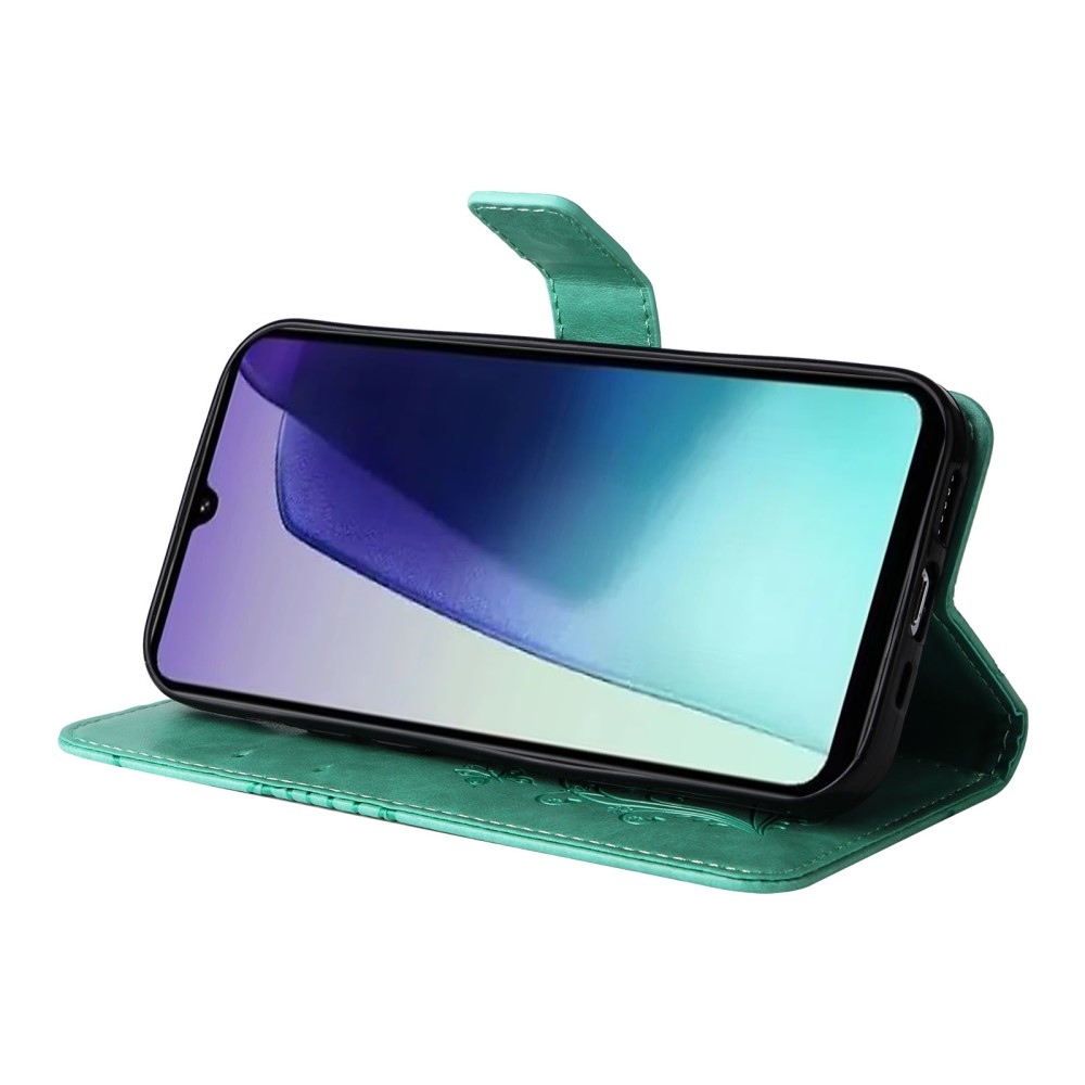 Nagy pillangó könyv tok a Xiaomi Redmi 14C/Poco C75-hez - teal színű