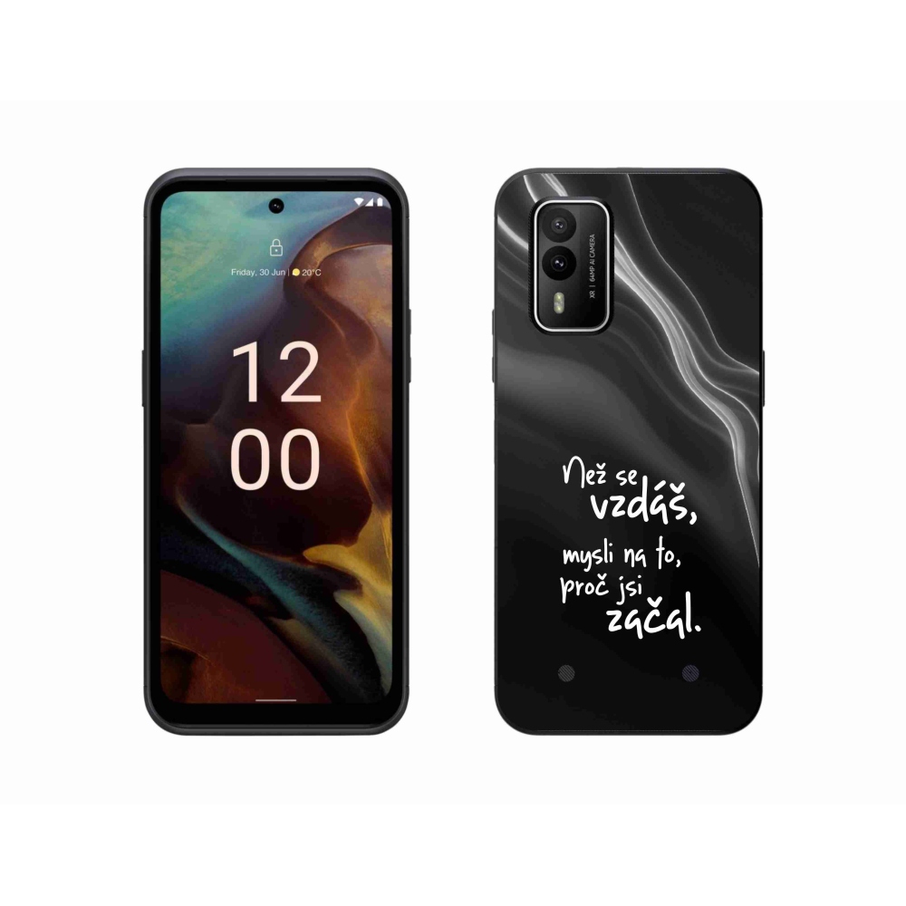 Zselés borítás mmCase a Nokia XR21 készülékhez - idézet 2 fekete háttér