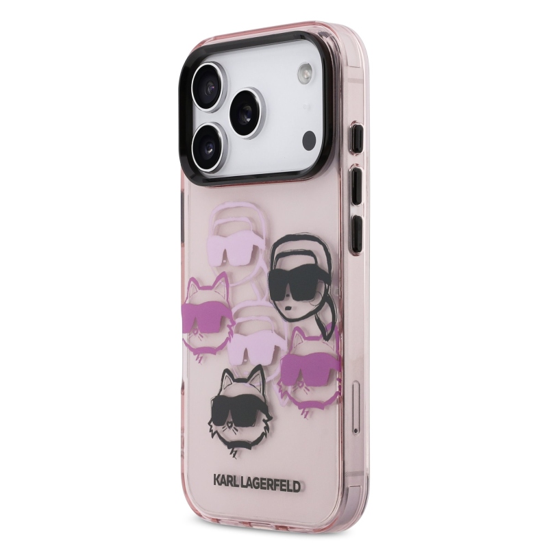 Karl Lagerfeld IML Multi K&CH Heads hátlapi borító iPhone 17 Pro rózsaszínhez