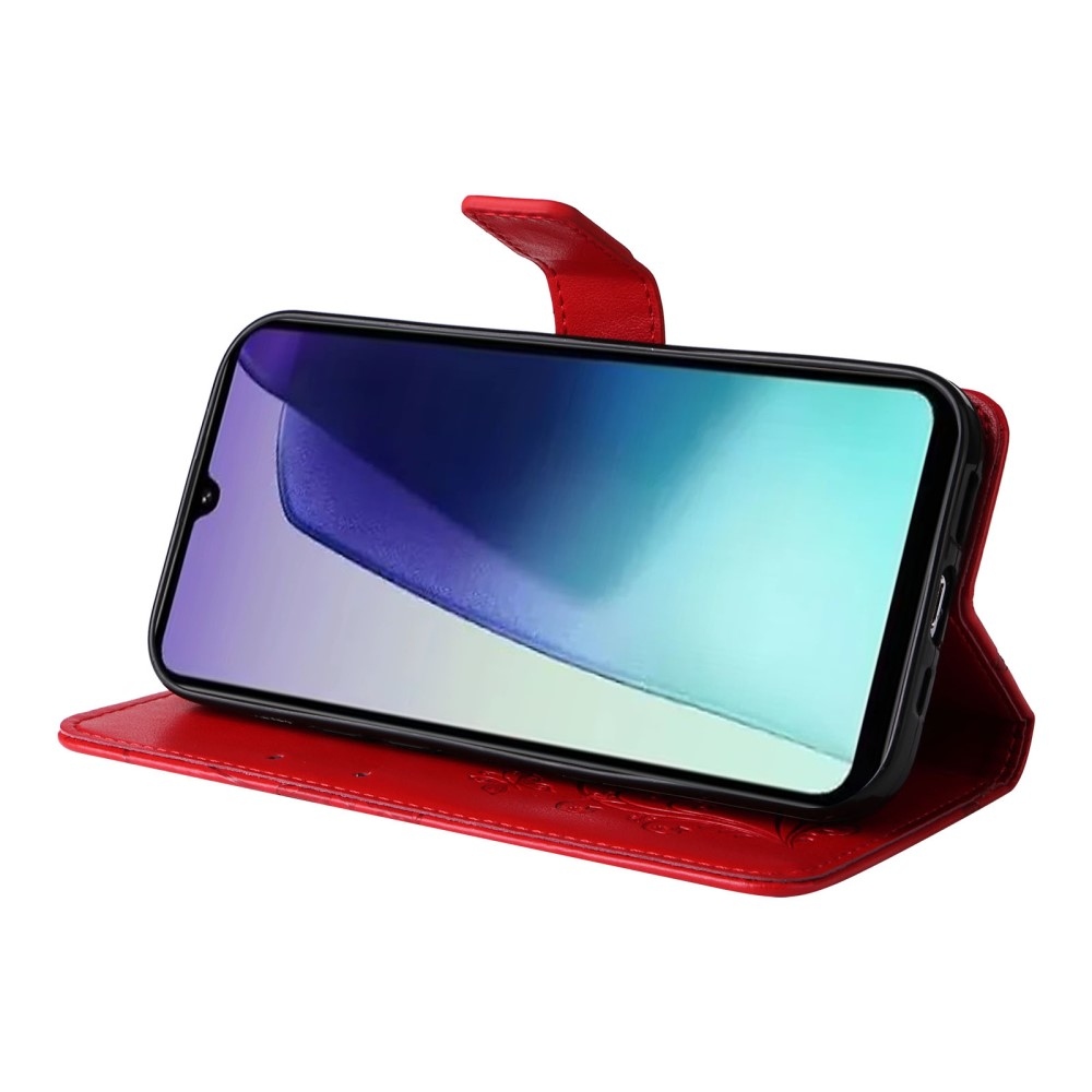 Nagy pillangó könyv tok a Xiaomi Redmi 14C/Poco C75-hez - piros