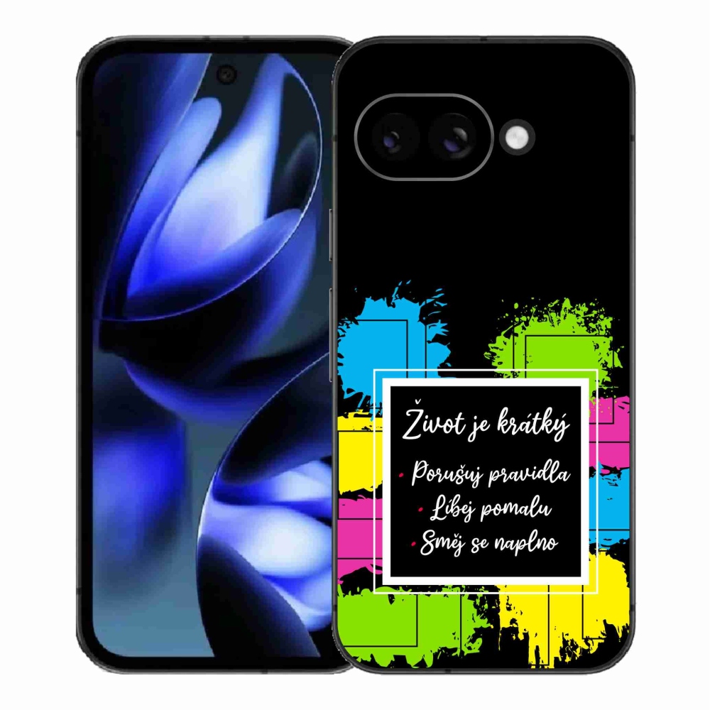 Gél borítás mmCase a Google Pixel 9a - Idézet 5 fekete háttérrel