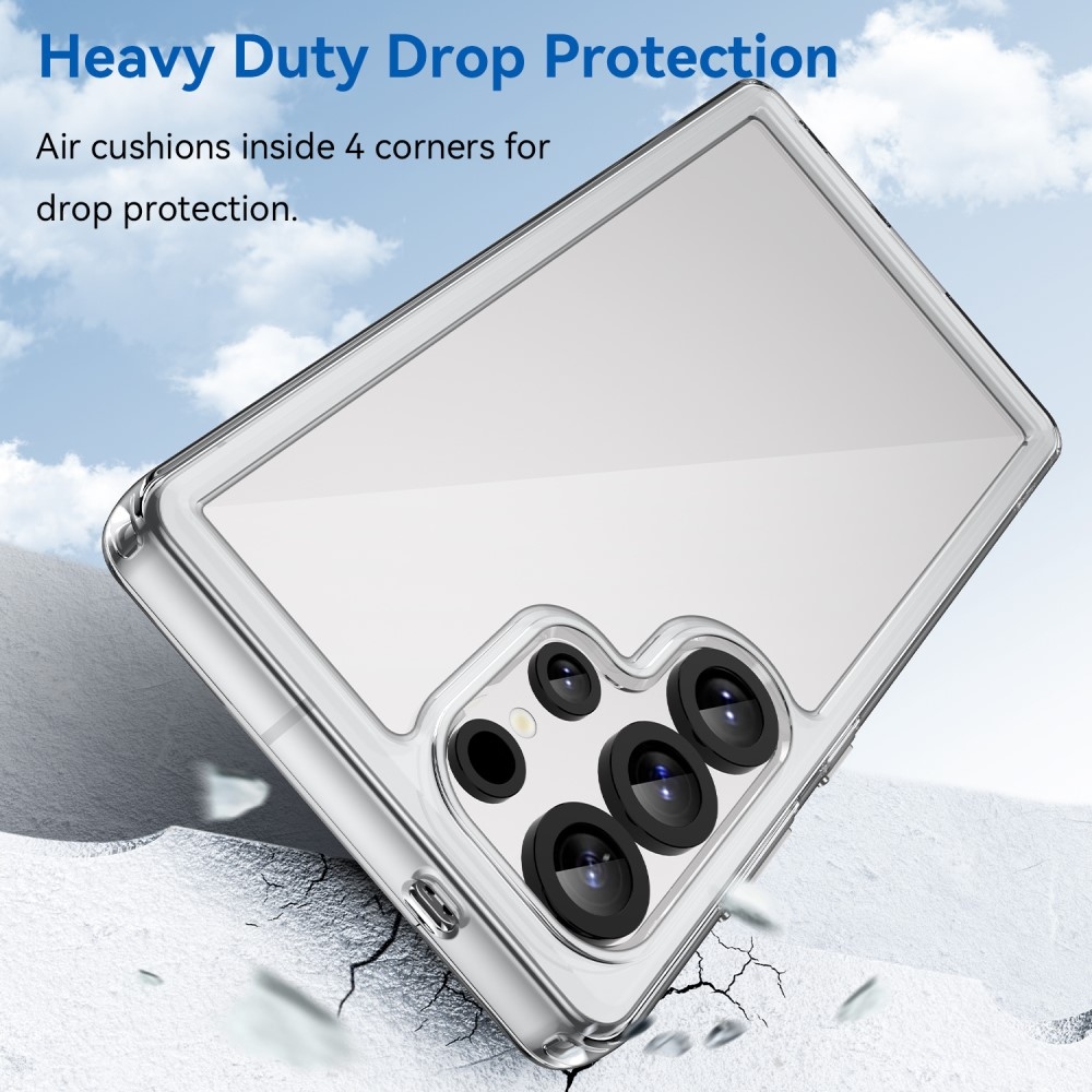 Gél tok kemény hátlappal a Samsung Galaxy S25 Ultra készülékre - átlátszó