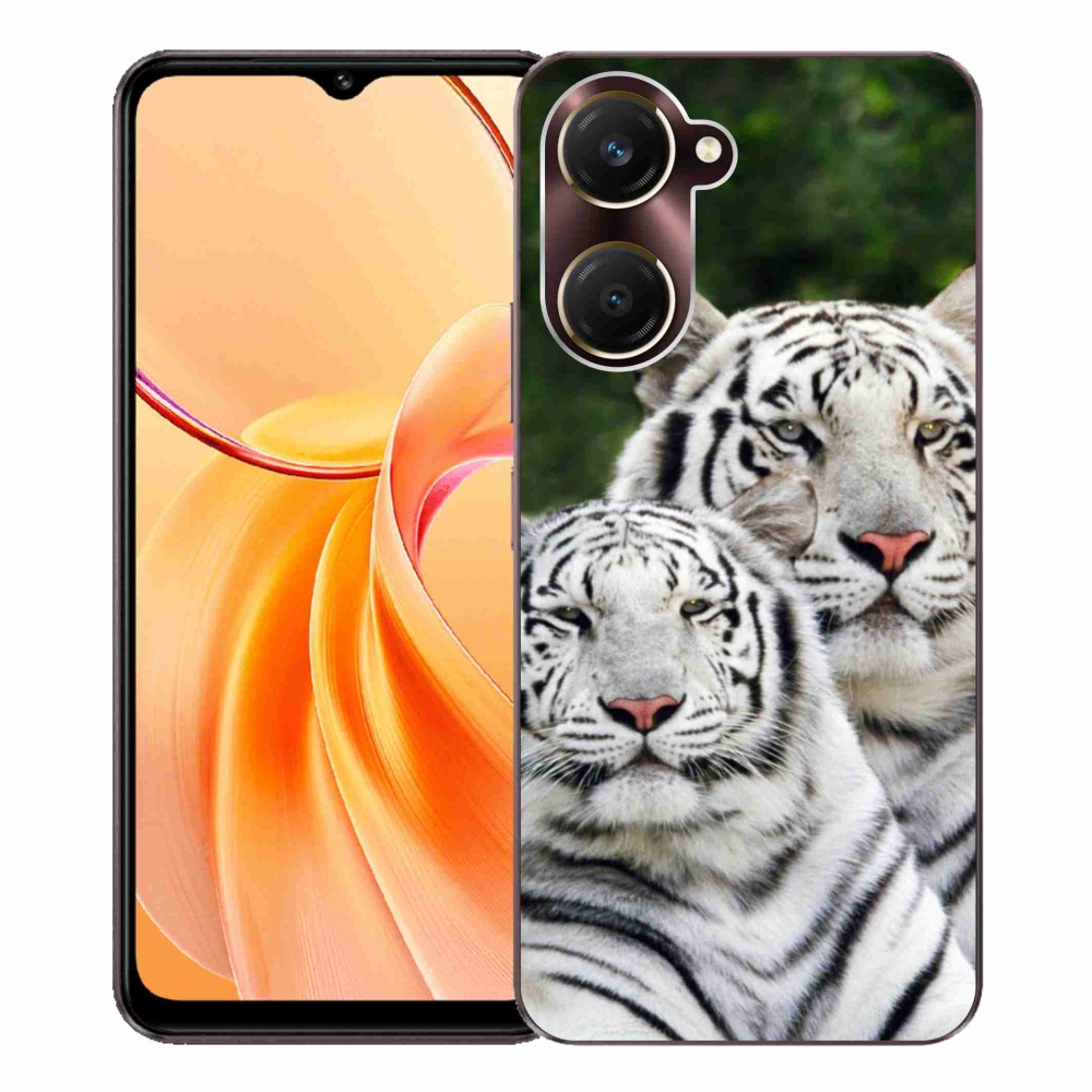 Gél borítás mmCase a Vivo Y28s 5G-hez - fehér tigrisek