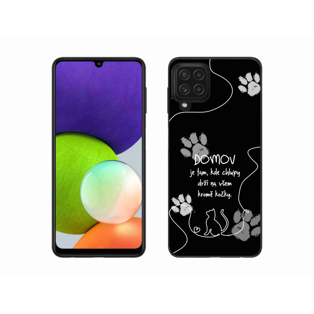 Gél borítás mmCase Samsung Galaxy A22 4G - macska motívum fekete háttérrel