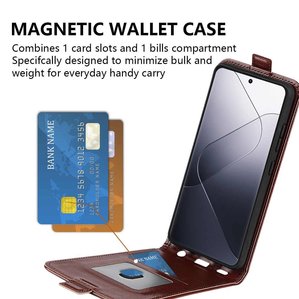 Függőleges könyvtáska Xiaomi 14 Pro-hoz - barna