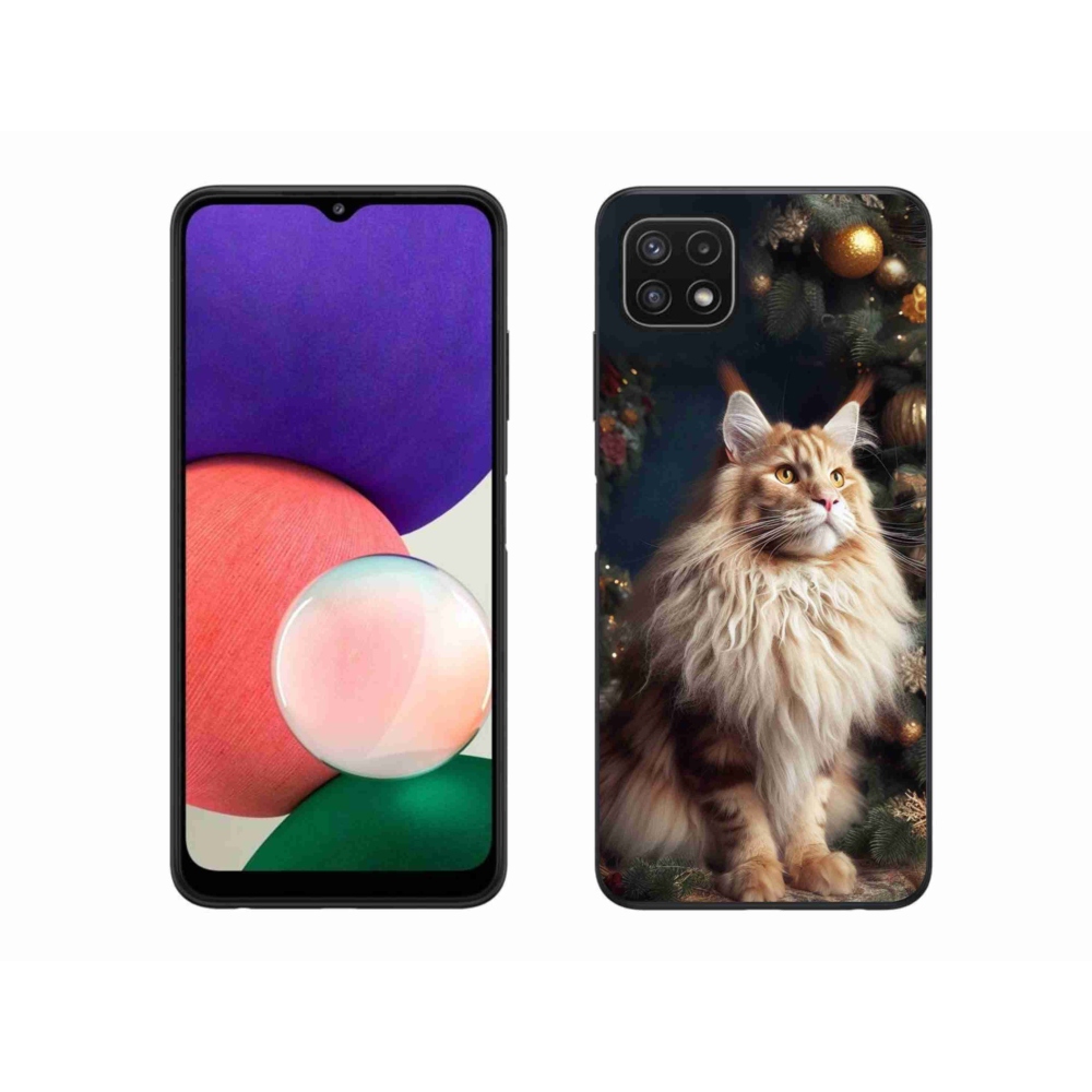 Gél borító mmCase Samsung Galaxy A22 5G - macska a fánál - Samsung Galaxy A22 5G - macska a fánál