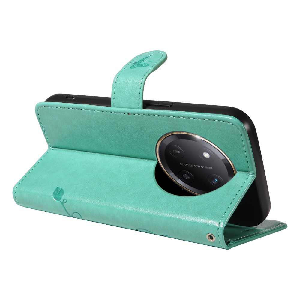 Virágok könyvtáska Honor Magic 7 Lite 5G-hez - zöld