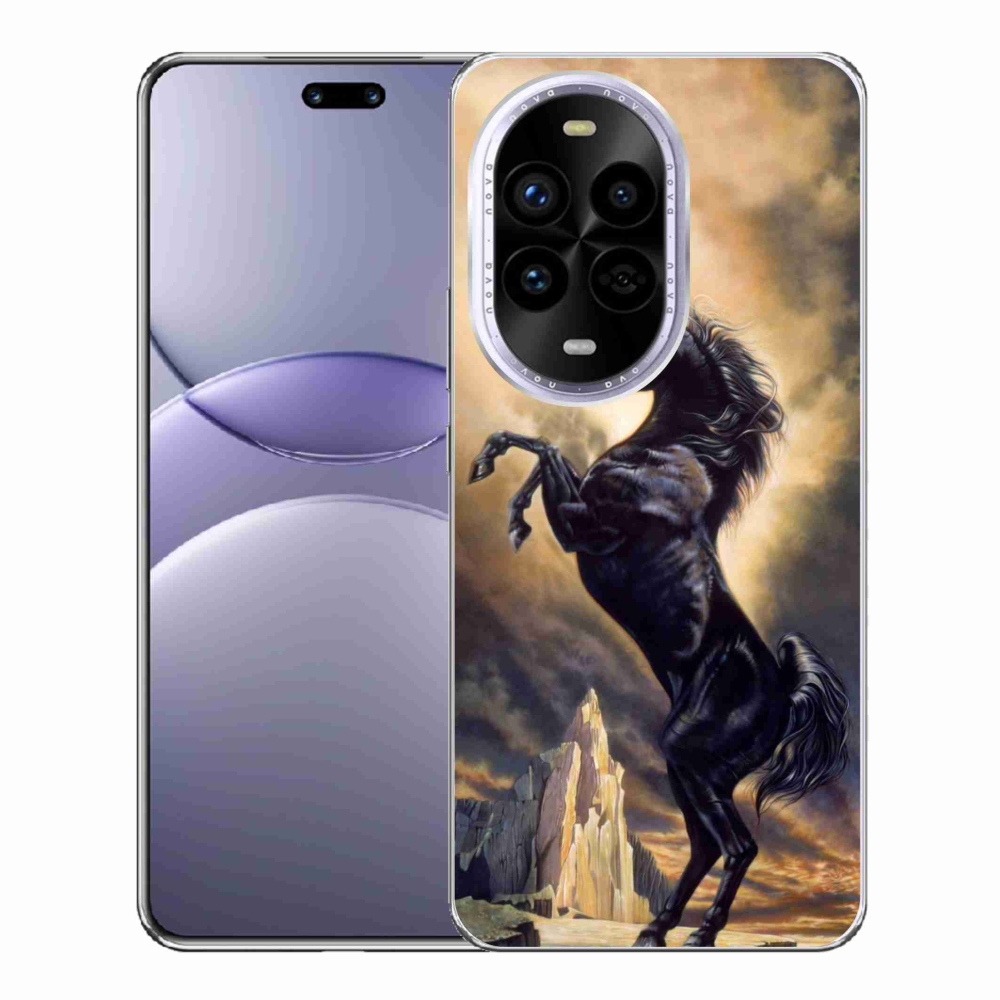 Gél borítás mmCase a Huawei Nova 13 Pro 5G - fekete rajzfilm ló