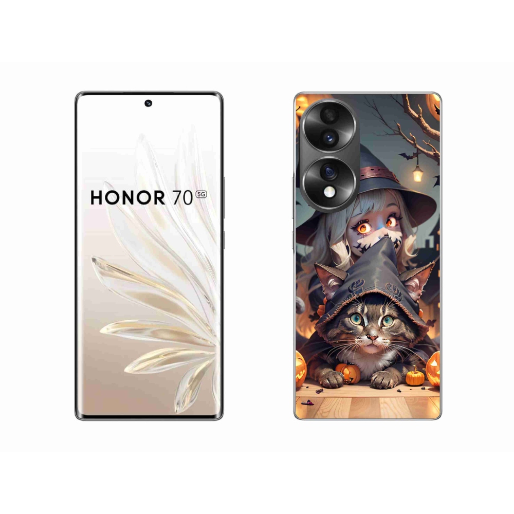 Zselés borítás mmCase a Honor 70 - boszorkány macskával