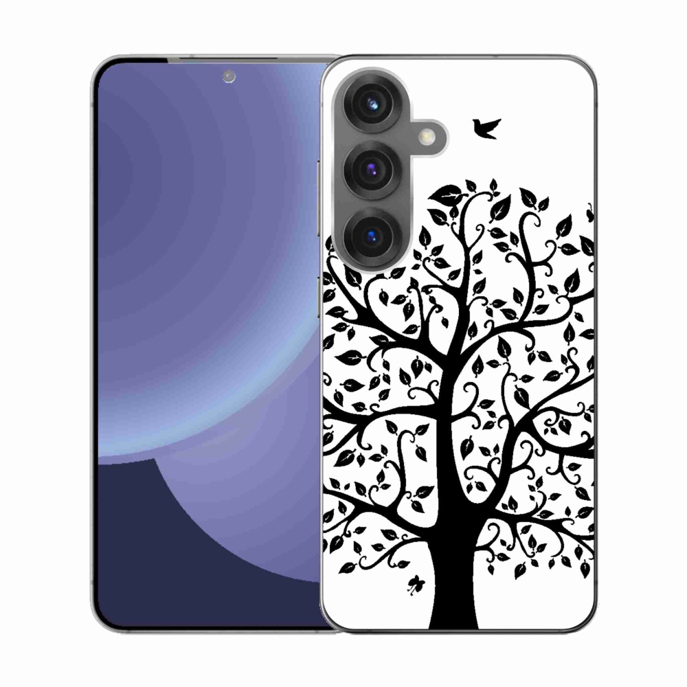 Zselés borítás mmCase Samsung Galaxy S25 - fekete-fehér fa