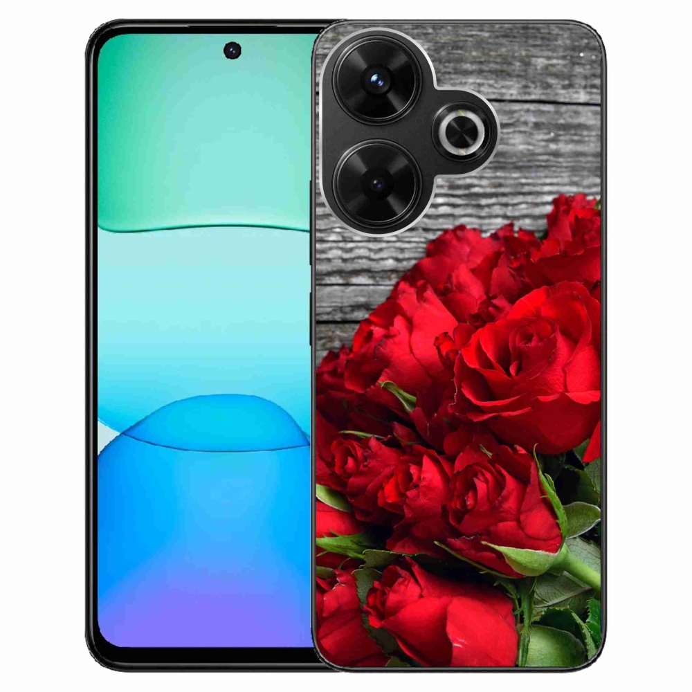 Gél borítás mmCase a Xiaomi Redmi 13 4G/Poco M6 4G számára - piros rózsa