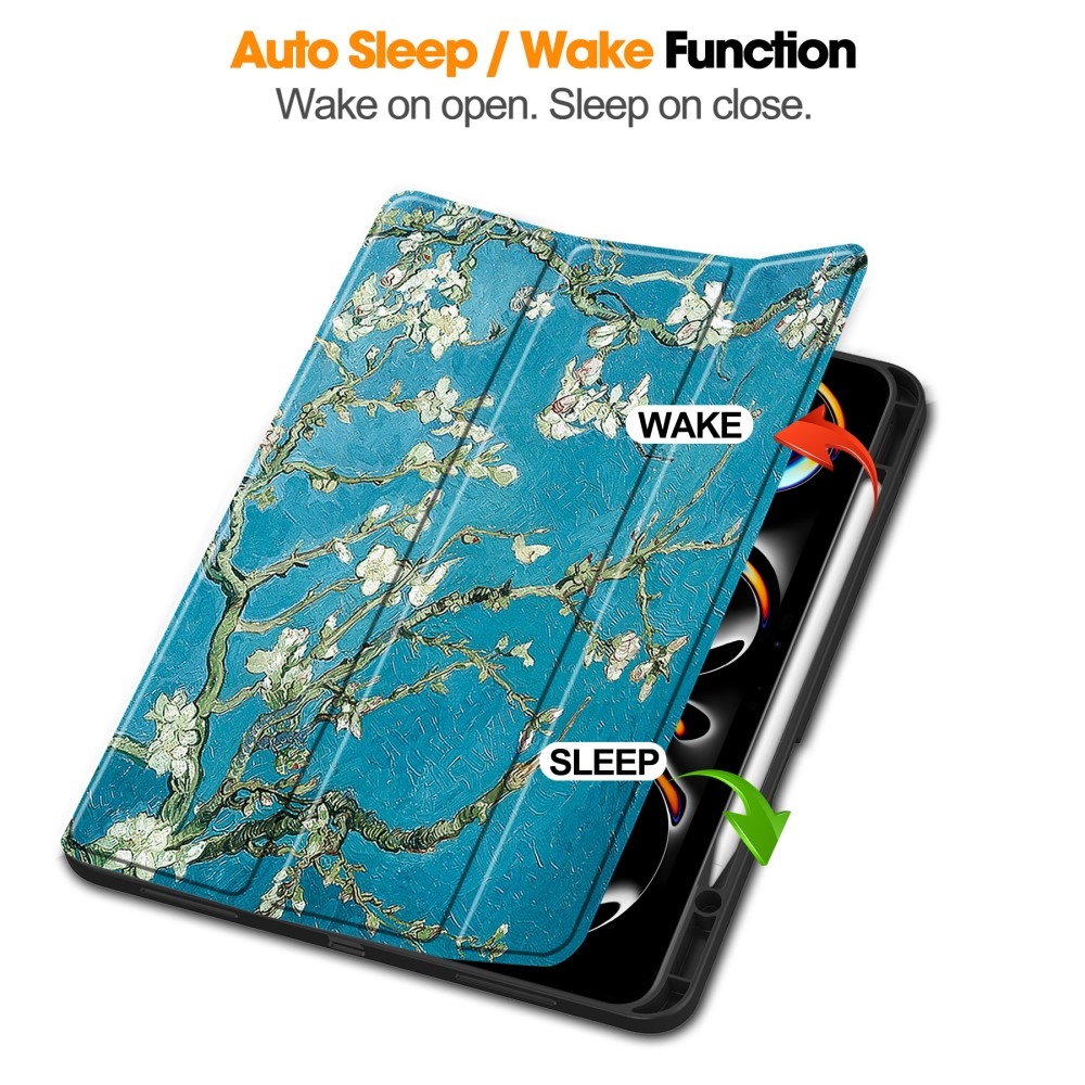 Patte Zárható tok iPad Pro 13 (2024) - Fehér virágok