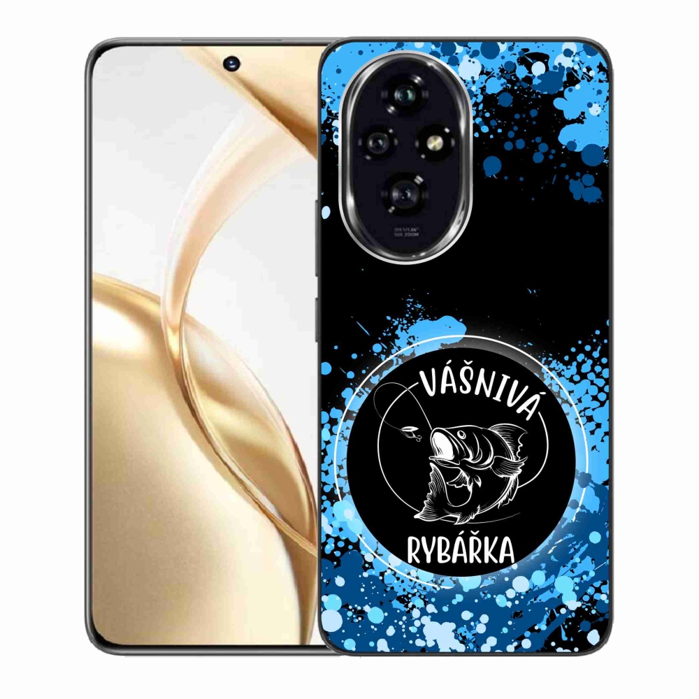 Gél borító mmCase a Honor 200 5G számára - szenvedélyes halásznő fekete háttérrel