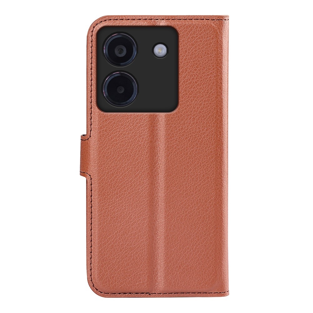 Litchi könyv tok a Xiaomi Poco M7 Pro 5G-hez - barna