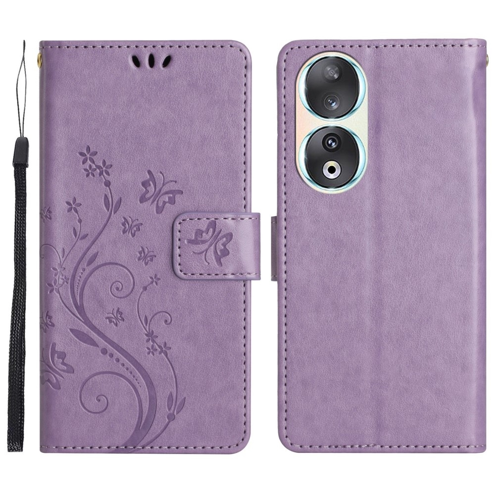 Virágok könyvtáska a Honor 90-hez - világos lila