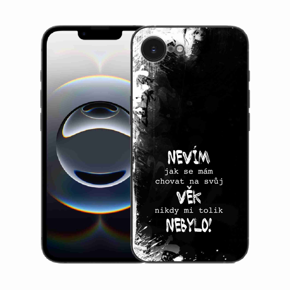 Gél borító mmCase iPhone 16e készülékhez - vicces szöveg 14 fekete háttér