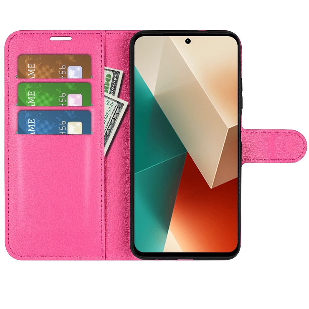 Litchi könyv tok Xiaomi Redmi Note 13 5G - rózsa