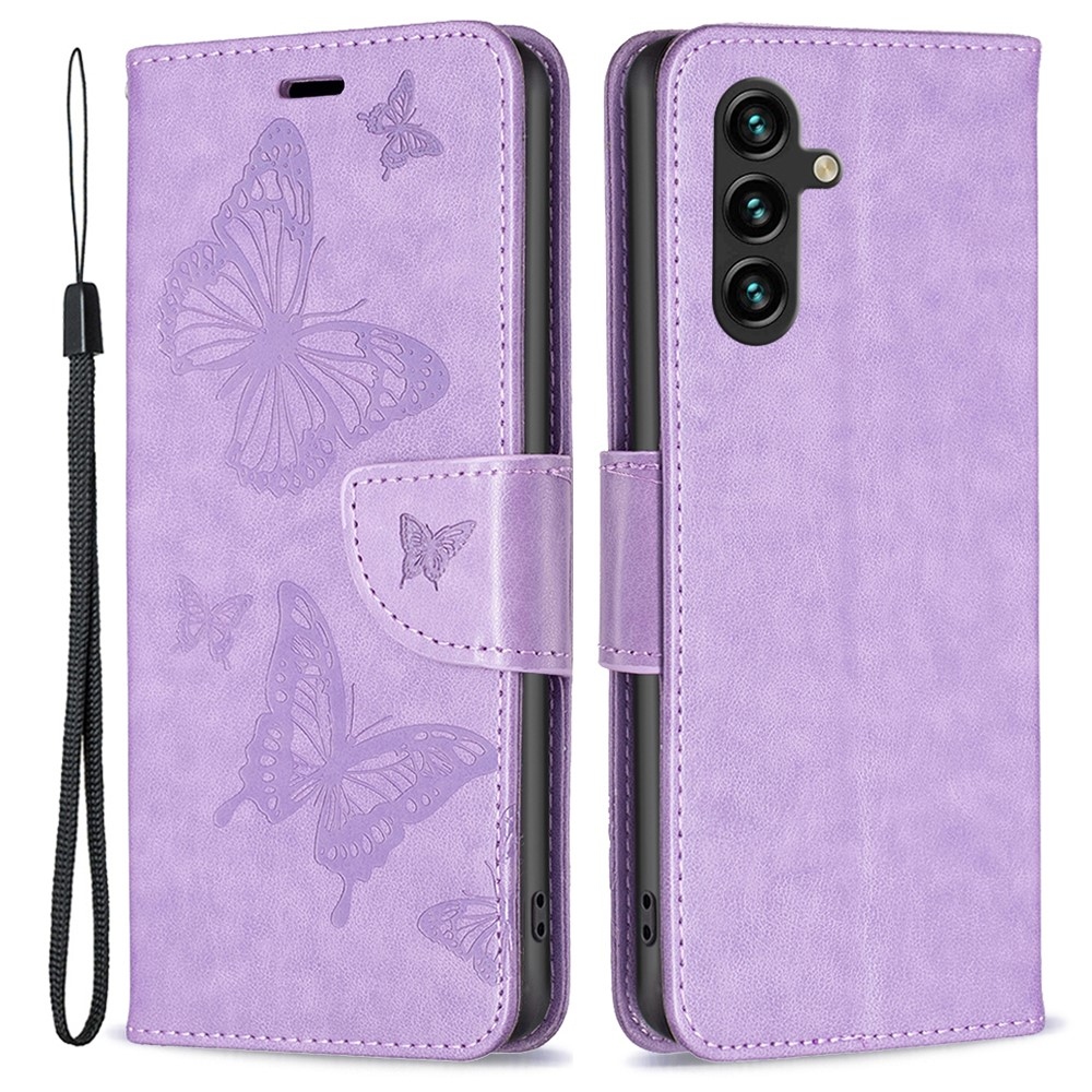 Pillangó könyv tok Samsung Galaxy A55 5G-hez - világos lila