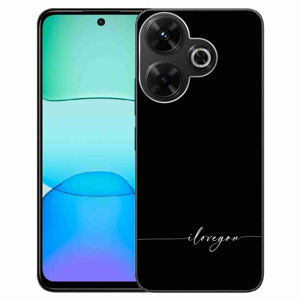 Gél borítás mmCase a Xiaomi Redmi 13 4G/Poco M6 4G - I love you fekete háttérrel
