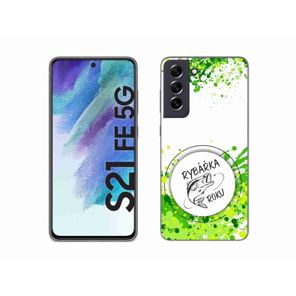 Zselés borítás mmCase Samsung Galaxy S21 FE 5G - Az év horgásza fehér háttérrel
