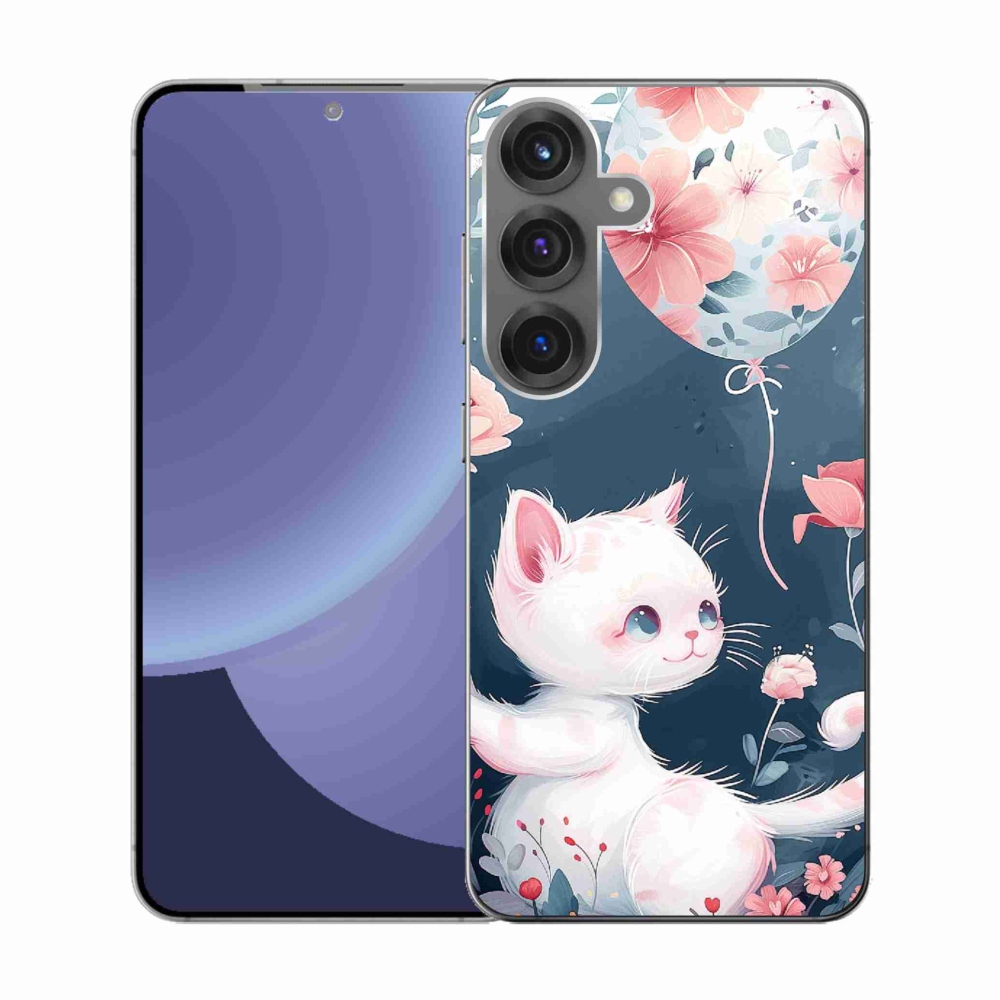 Gél borítás mmCase Samsung Galaxy S25 készülékhez - cica lufival