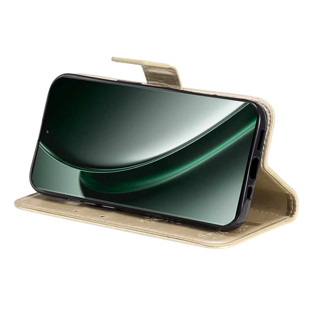 Fa könyvtáska a Realme GT 6 5G/GT 6T 5G számára - arany színben