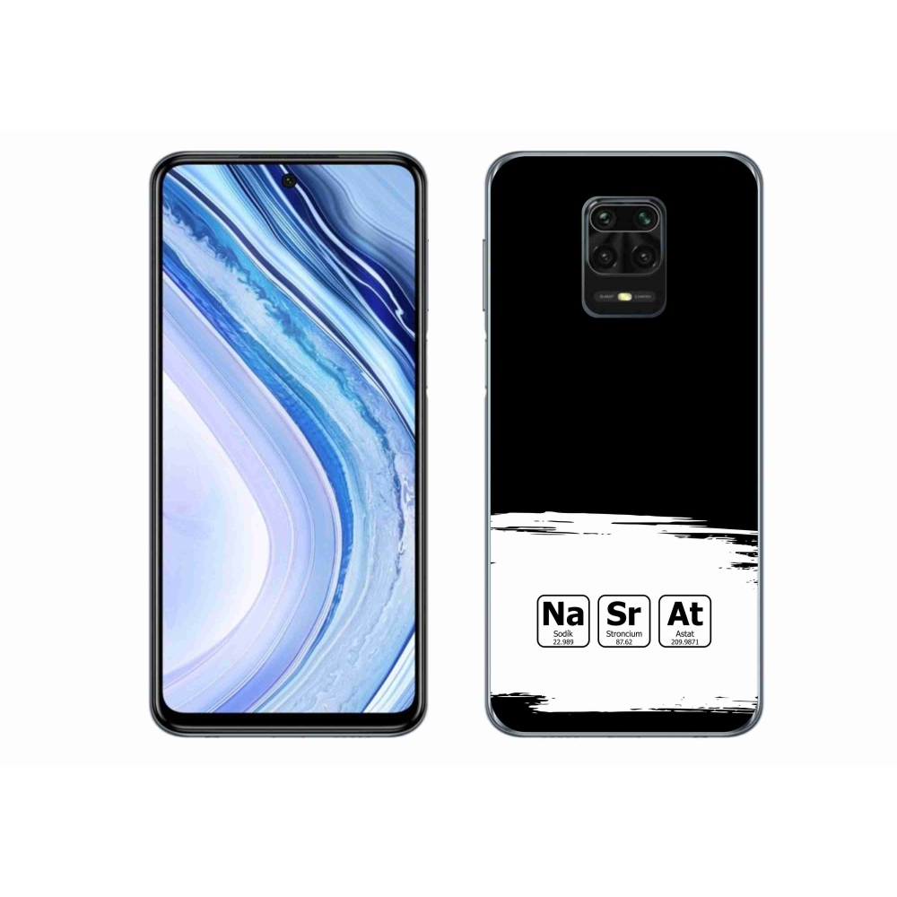 Gél borítás mmCase a Xiaomi Redmi Note 9 Pro számára - kémiai elemek fehér és fekete háttérrel