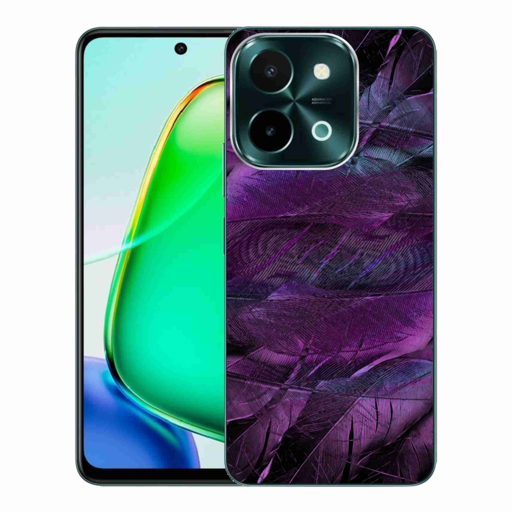 Gél védőhuzat mmCase a Vivo Y28-hoz - lila tollak