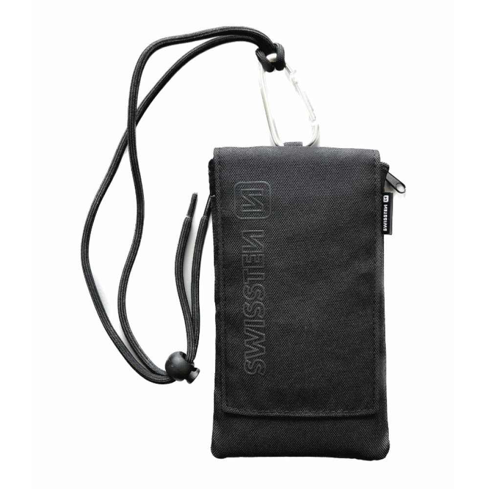 Univerzális Swissten Pocket 6.4 szövet tok húzózsinórral - fekete