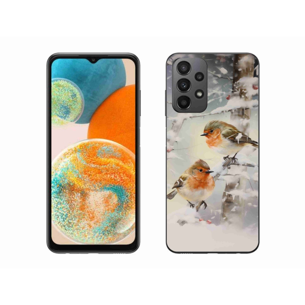Gél borítás mmCase Samsung Galaxy A23 4G/5G - madarak télen - Samsung Galaxy A23 4G/5G - madarak télen