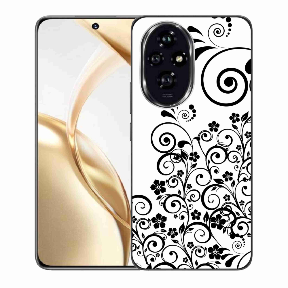 Zselés borító mmCase a Honor 200 5G készülékhez - fekete-fehér virágminták