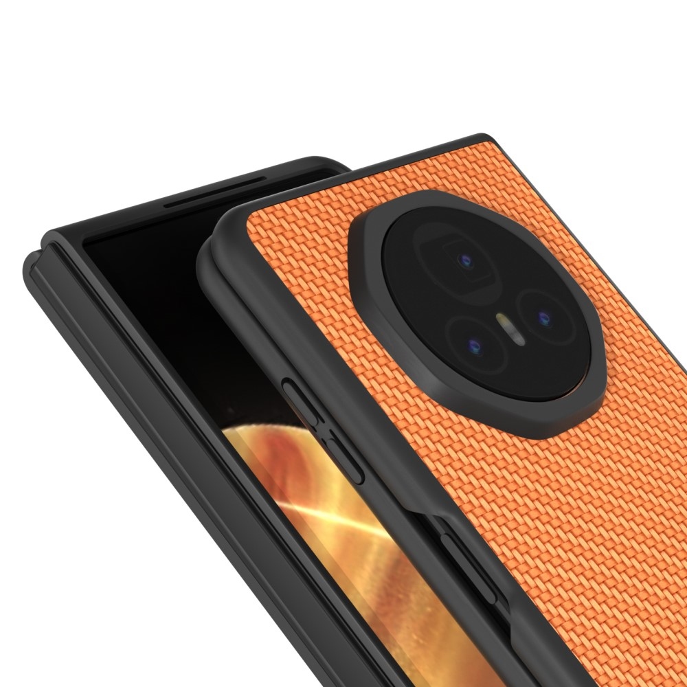 Karbon műanyag tok műbőrrel Honor Magic V3-hoz - világos barna