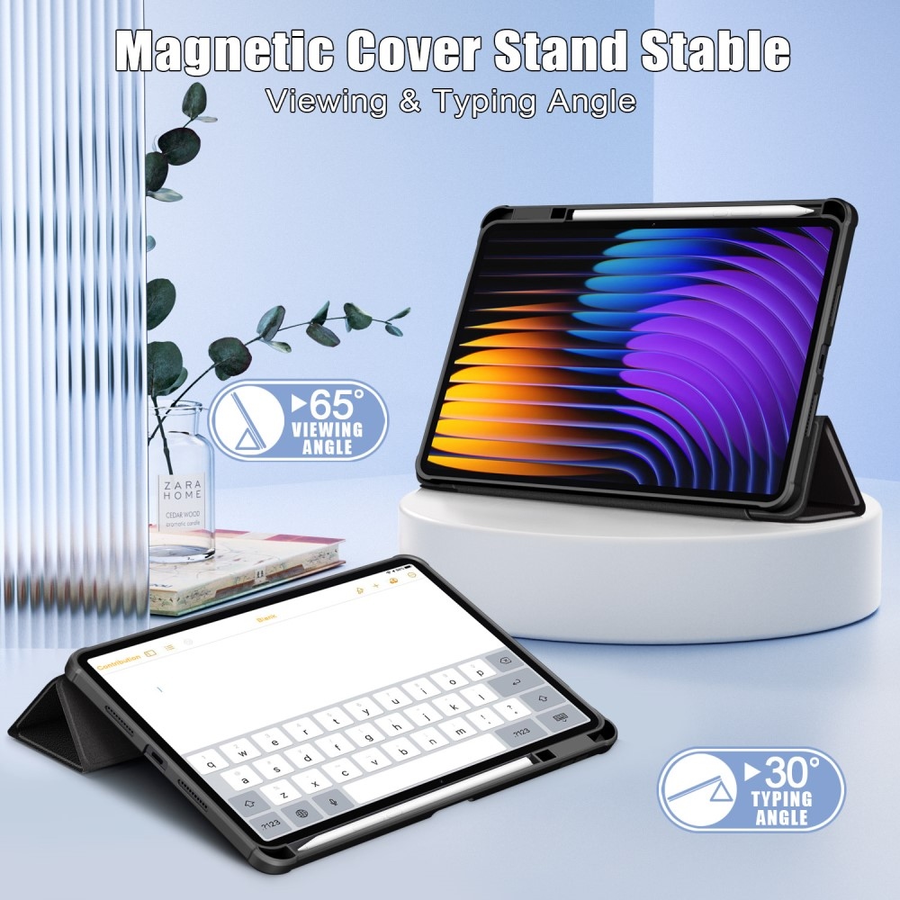 Mintás intelligens pozícionáló tok átlátszó hátlappal Xiaomi Pad 7/7 Pro tablethez - ne érintse meg