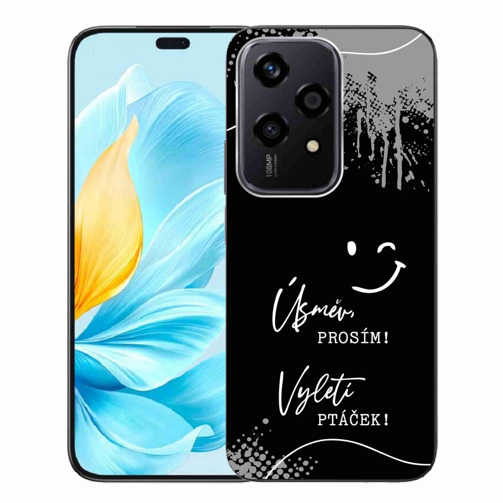 Gél borító mmCase a Honor 200 Lite 5G számára - vicces szöveg 4 fekete háttérrel