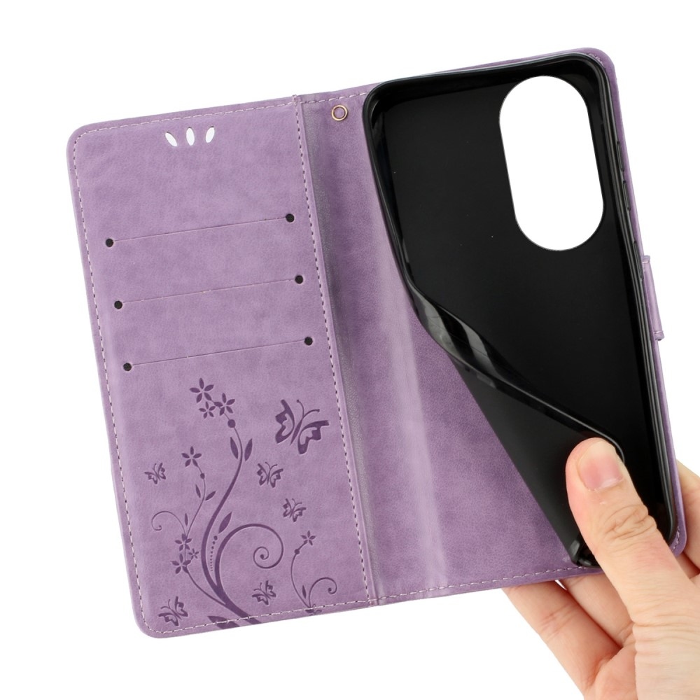 Virágok könyvtáska a Honor 90-hez - világos lila